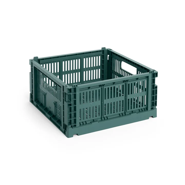 HAY - Colour Crate Vierkante M mand, 29,5 x 29,5 cm, donkergroen, gerecycled