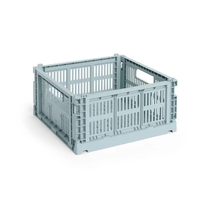 HAY - Colour Crate Vierkante M mand, 29,5 x 29,5 cm, stoffig blauw, gerecycled