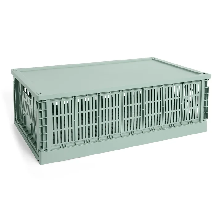 HAY - Colour Crate Mand XL, 68 x 42 cm, saliegroen, gerecycled met deksel