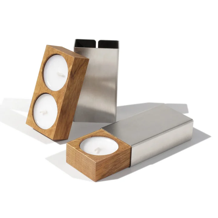 side by side - Two of us Kaarshouder, 9,2 x 5 cm, eiken / zilver