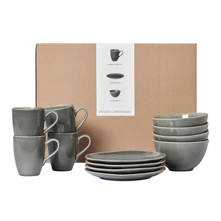 Broste Copenhagen - Nordic Rain Servies ontbijtset, (12 stuks)