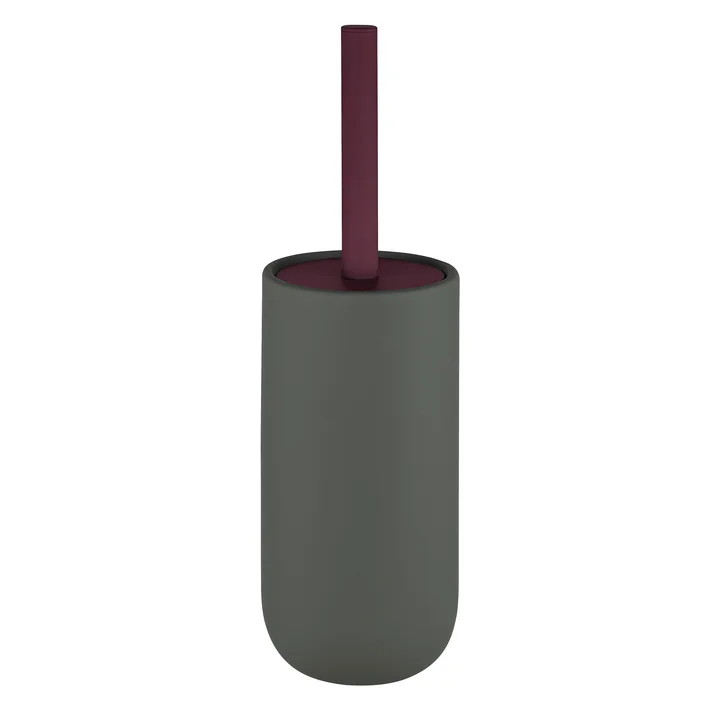 Mette Ditmer - Lotus Play Toiletborstel, donker olijf met wijnrode steel
