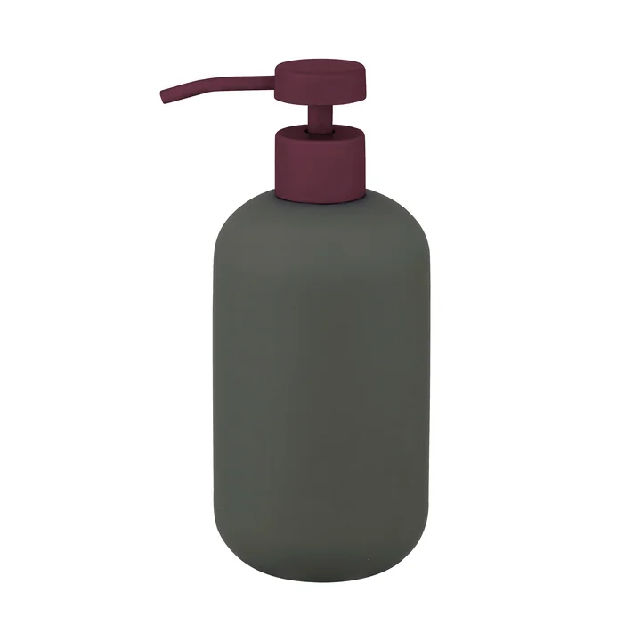 Mette Ditmer - Lotus Play Zeepdispenser, h 18 cm, donker olijf met wijnrood deksel