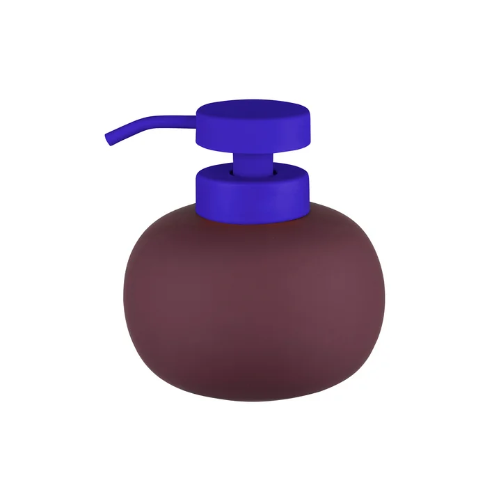 Mette Ditmer - Lotus Play Zeepdispenser, H 13 cm, wijnrood met blauw deksel