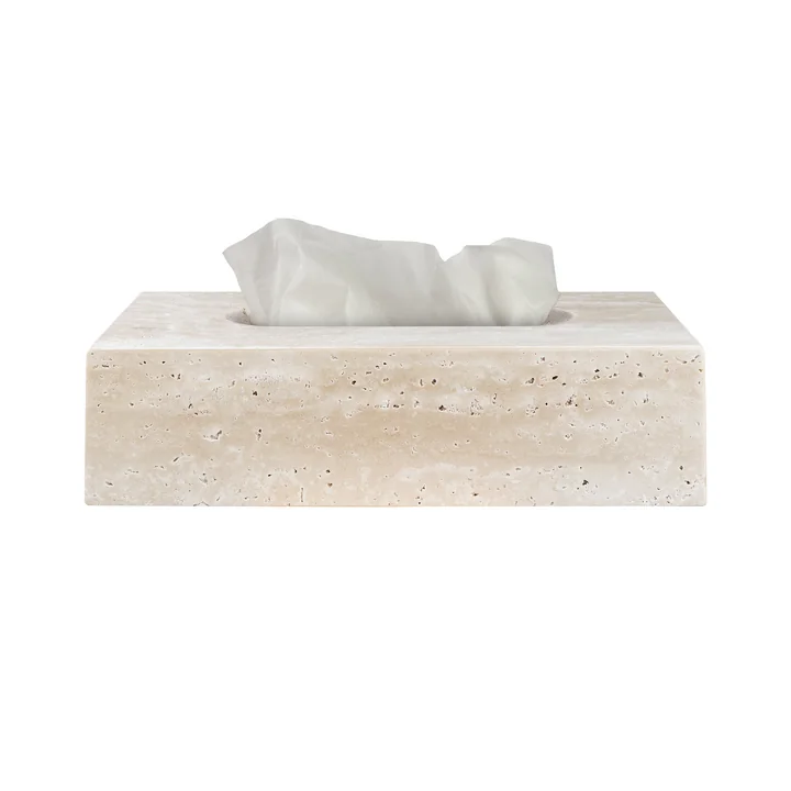 Mette Ditmer - Tissuedoos van travertijn, linnen