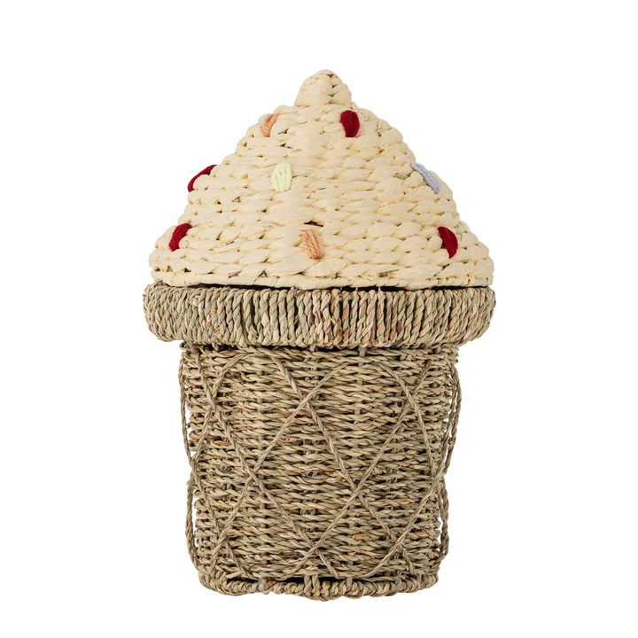 Bloomingville Mini - Cillie Mand met deksel, H 41 cm, naturel