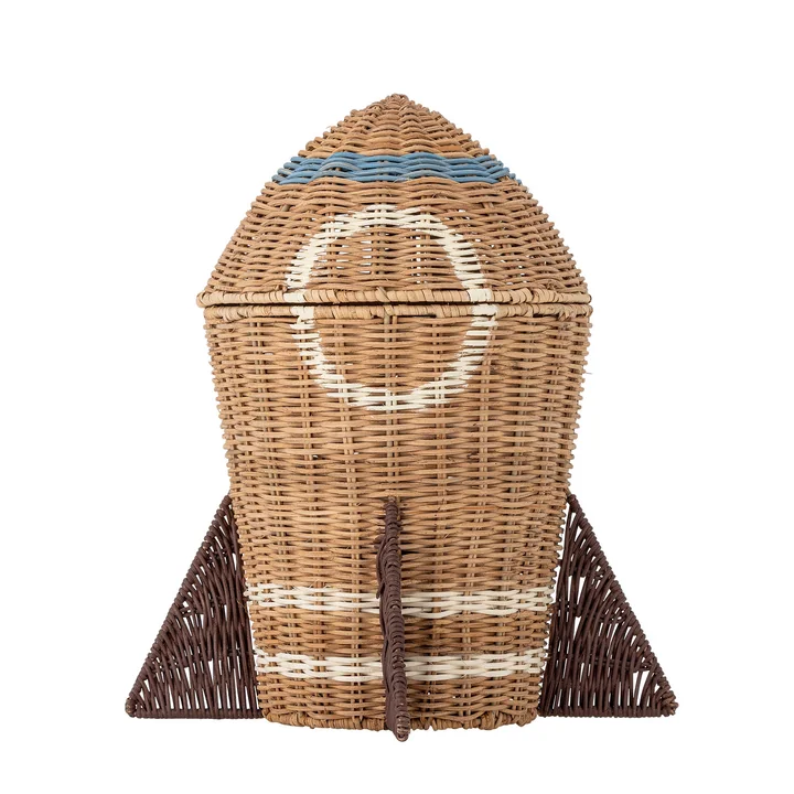 Bloomingville Mini - Space Mand met deksel, H 35 cm, natuurlijk rotan