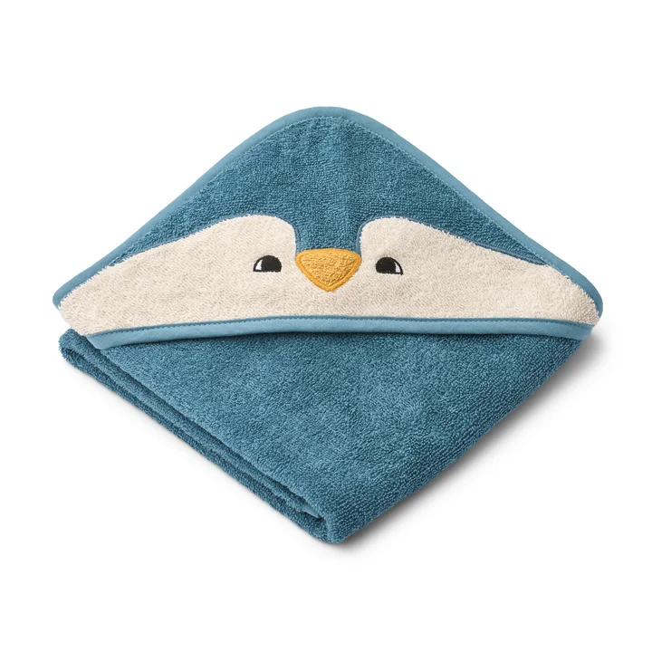 LIEWOOD - Albert Baby handdoek met kap, pinguïn, oceanview mix