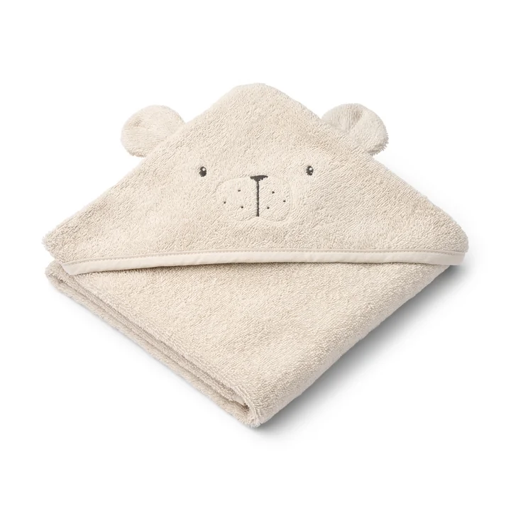 LIEWOOD - Albert Baby handdoek met kap, ijsbeer, zandkleurig
