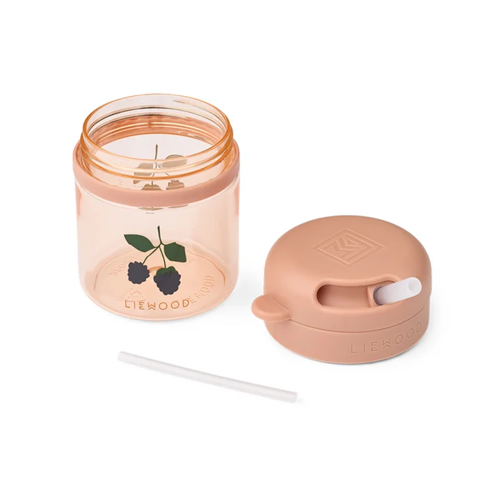 LIEWOOD - Pavia fles met rietje, 280 ml, Berry / pale tuscany