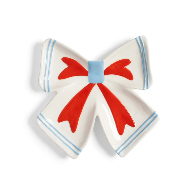 en klevering - Ribbon Sierschaal, 22 x 22 cm, gebroken wit / veelkleurig