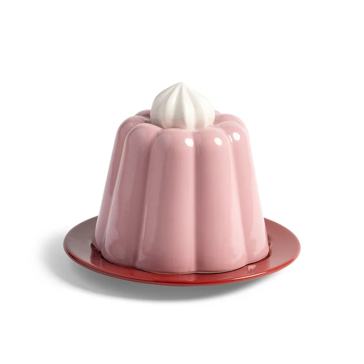 en klevering - Bedieningsdop, pudding, 14 x Ø 17 cm, roze