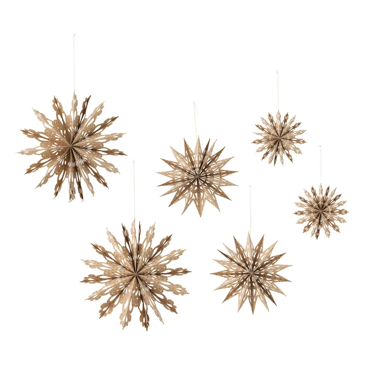 Bloomingville - Star kerstornament, naturel (set van 6)
