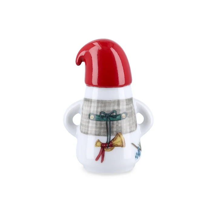 Kähler Design - Kerstman Elf Kerstbeeldje, Ø 6 cm, wit / veelkleurig