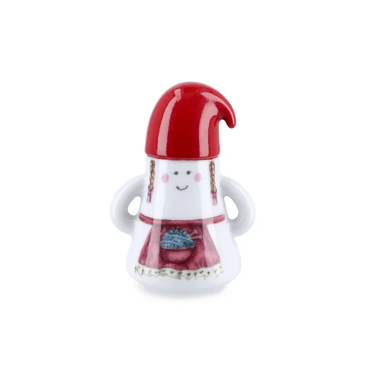 Kähler Design - Kerst Moeder Elf Kerstbeeldje, Ø 6 cm, wit / veelkleurig