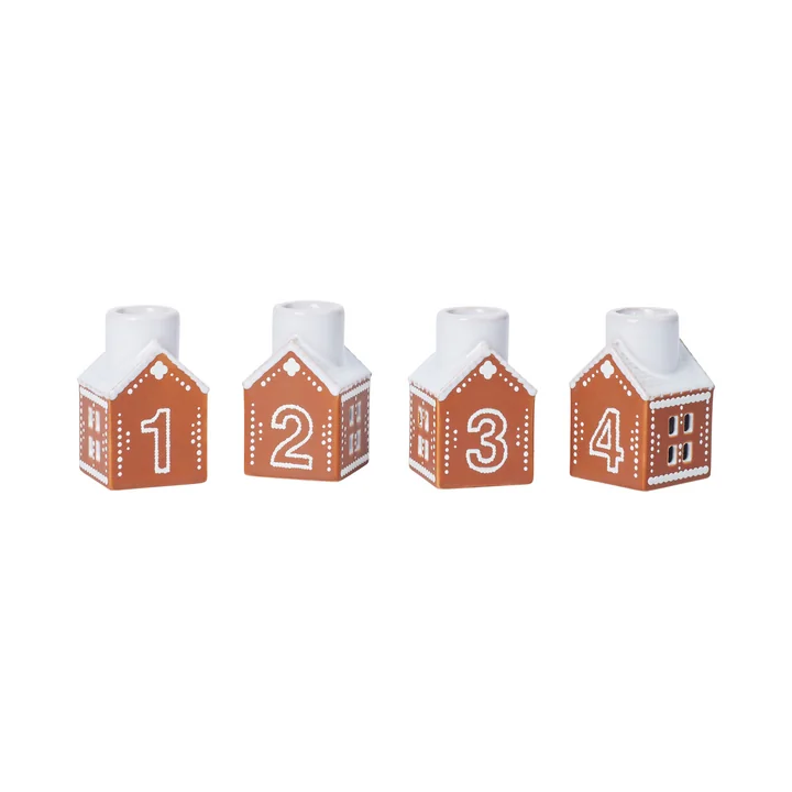 Kähler Design - Adventskaarsenhouder peperkoek, bruin (set van 4)
