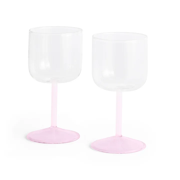 HAY - Tint Wijnglas, helder / jade roze / licht roze (set van 2)