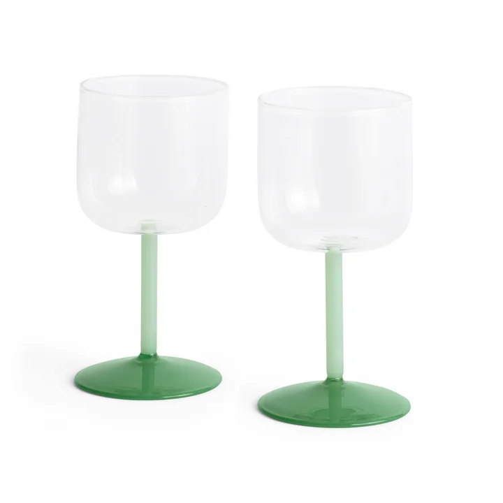 HAY - Tint Wijnglas, helder / jade lichtgroen / jade donkergroen (set van 2)