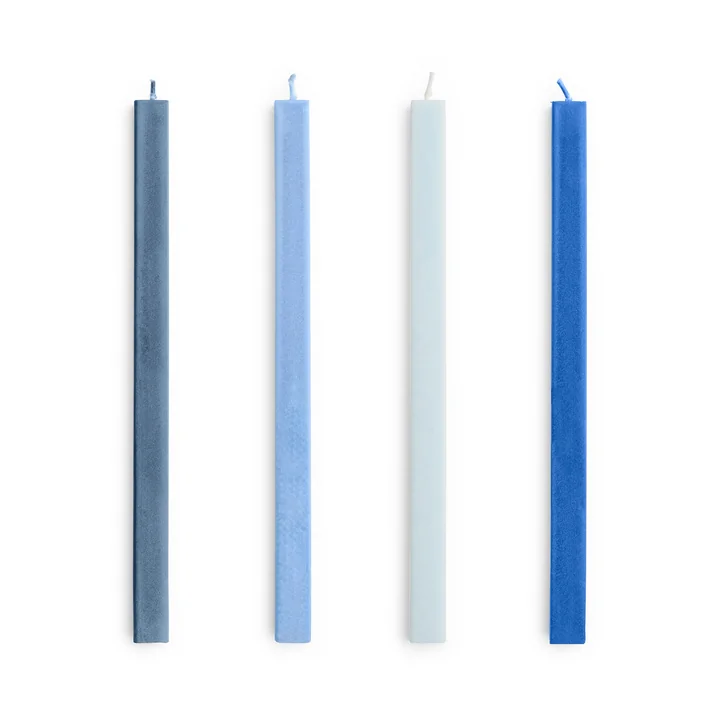 HAY - Vierkante staafkaarsen H 24 cm, blauw (set van 4)