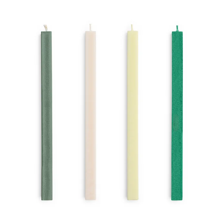 HAY - Vierkante pilaarkaarsen H 24 cm, groen (set van 4)