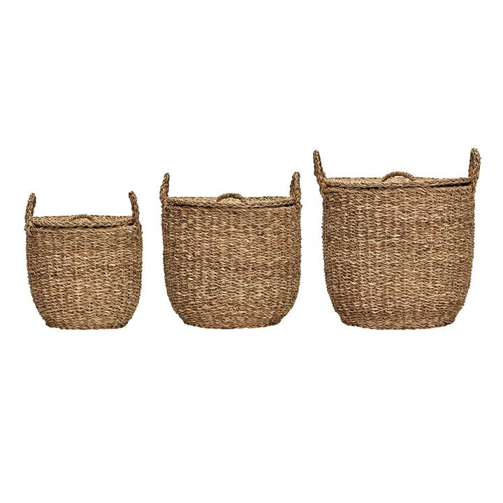 Meraki - Round Opbergmand, Ø 29 x 27 cm, naturel (set van 3)