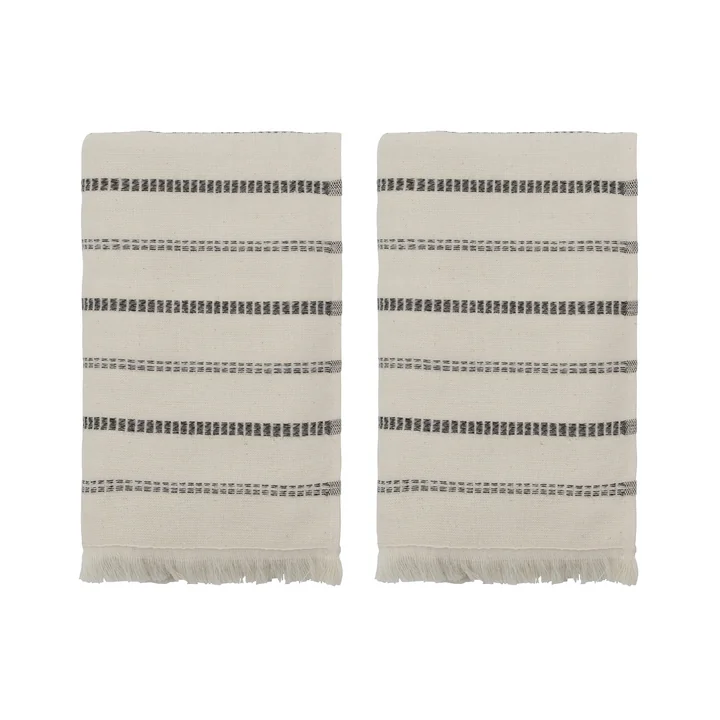 Meraki - True Handdoek, 100 x 50 cm, gebroken wit / zwart (set van 2)