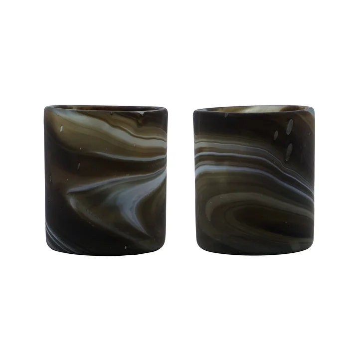 House Doctor - Kae theelichthouder, bruin (set van 2)