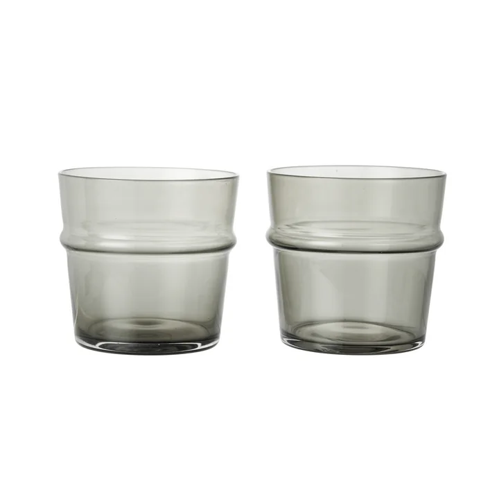 Ferm Living - Boya Low drinkglas, 30 cl, rookgrijs (set van 2)