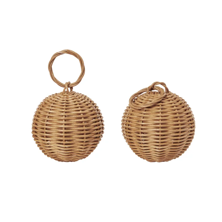 Ferm Living - Braided Baubles kerstdecoratie, naturel (set van 2)