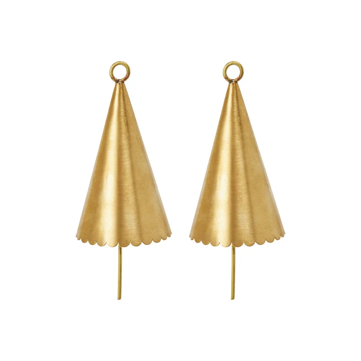 Ferm Living - Cone Bell kerstdecoratie, messing (set van 2)