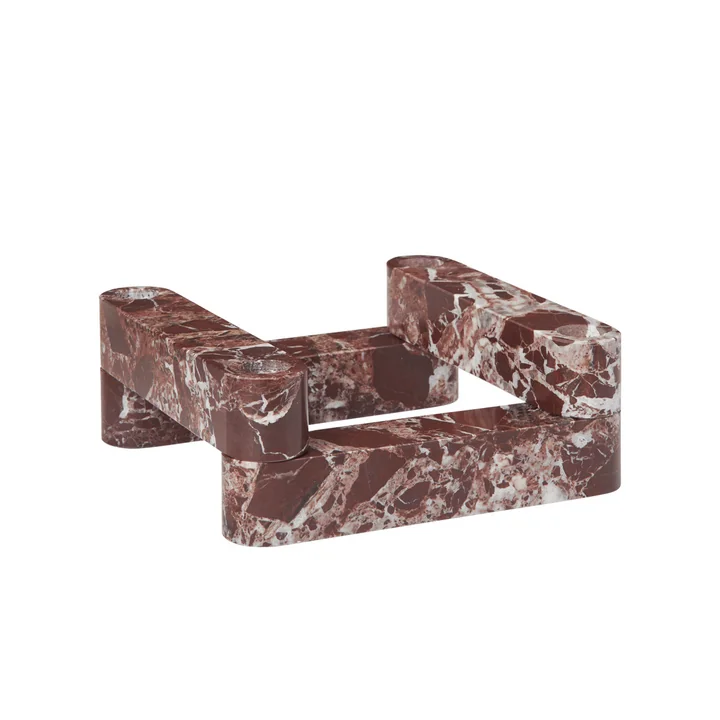 Ferm Living - Newel Modulaire kandelaar, rood / Rosso Levanto marmer (4 stuks)