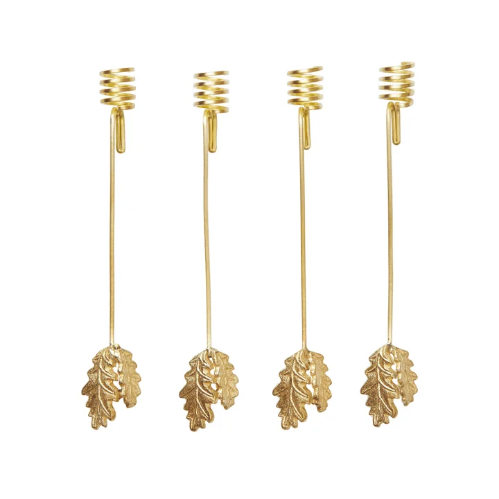 Ferm Living - Oak Leaf Kerstboomkandelaar, messing (set van 4)