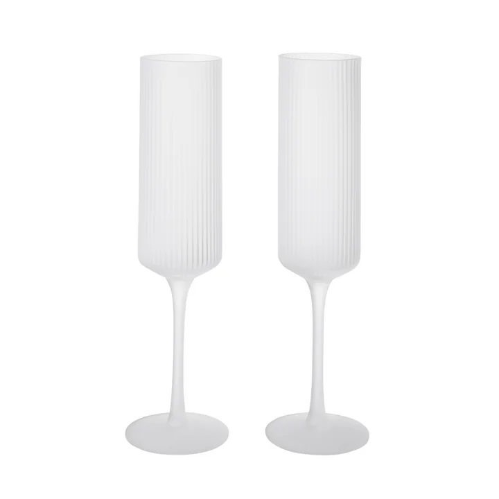 Ferm Living - Ripple Champagneglas (set van 2), mat