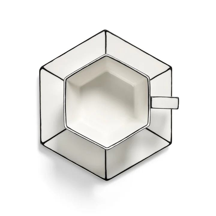 Serax - Carte Blanche Cappuccinokop met schotel, wit / zwart