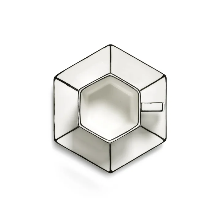 Serax - Carte Blanche Espressokop met schotel, wit / zwart