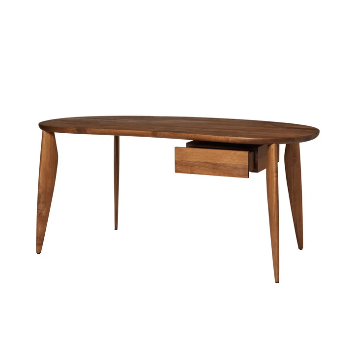 Ferm Living - Feve Eettafel, 160 x 86 cm, walnoot met lade
