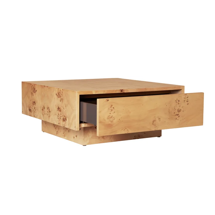 Ferm Living - Burl salontafel, met lade, 70x 70 cm, naturel