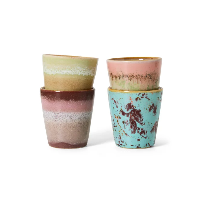 HKliving - 70's Espressomok, ristretto, futurism (set van 4)