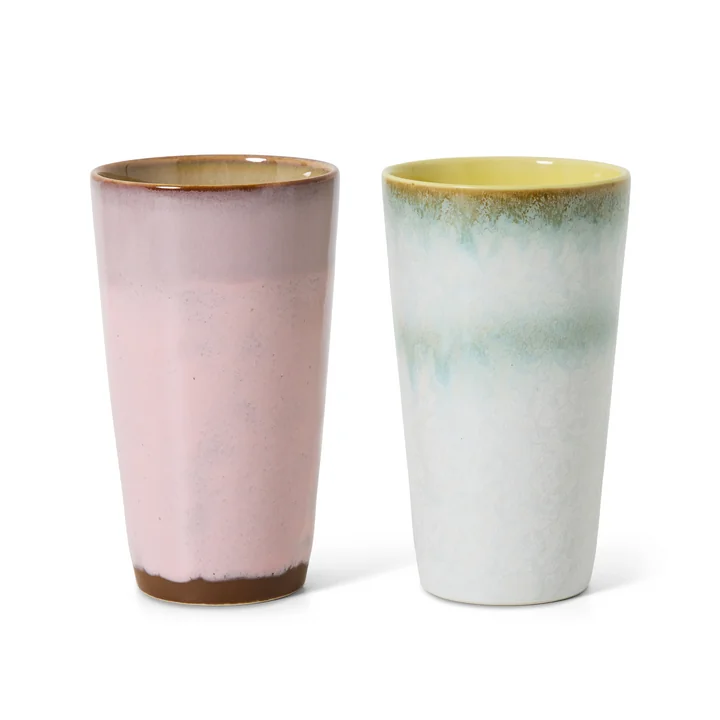 HKliving - 70's Latte macchiato mok, 280 ml, fresco (set van 2)