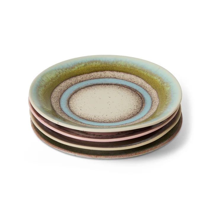 HKliving - 70's Hapjes- en sausbord, Ø 11,5 cm, doodle (set van 4)