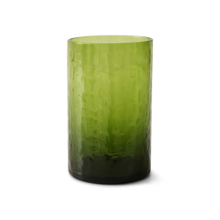 HKliving - Tube Drinkglas, H 12 cm / 400 ml, olijfgroen