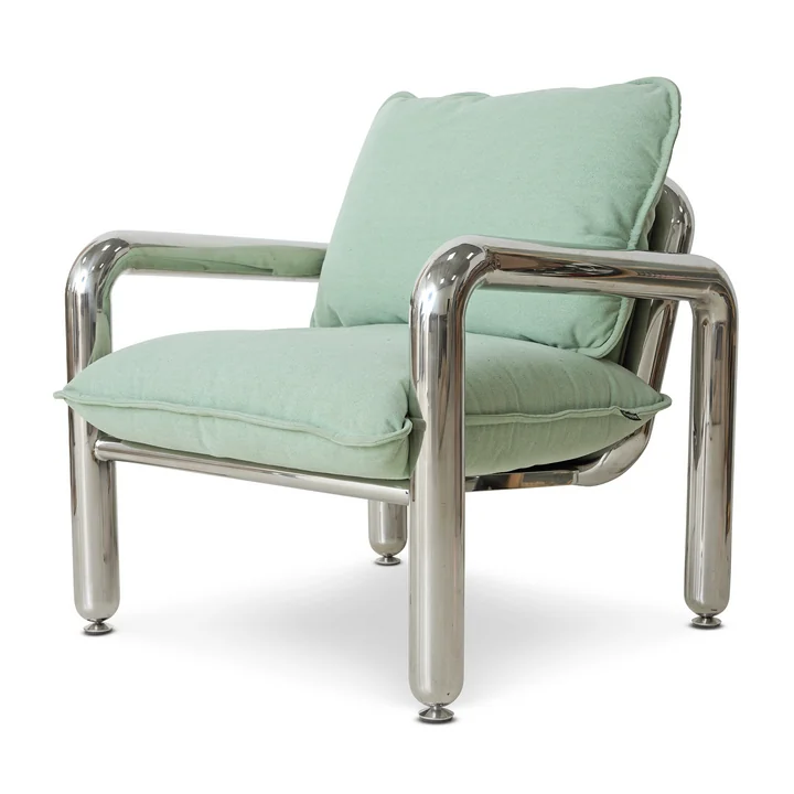 HKliving - Chrom - Loungestoel, canvas mint