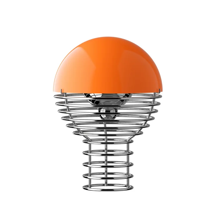 Verpan - Wire LED tafellamp met oplaadbare batterij, Ø 18 cm, chroom / oranje