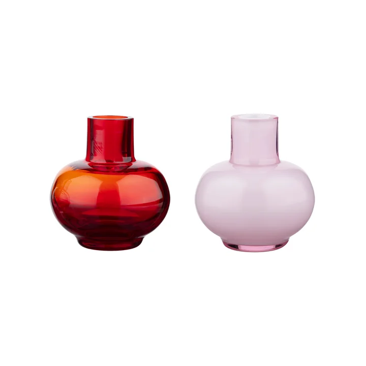 Marimekko - Mini Vaas Ø 5,5 x H 6 cm, robijnrood / roze (set van 2) (Herfst / Winter 2025)