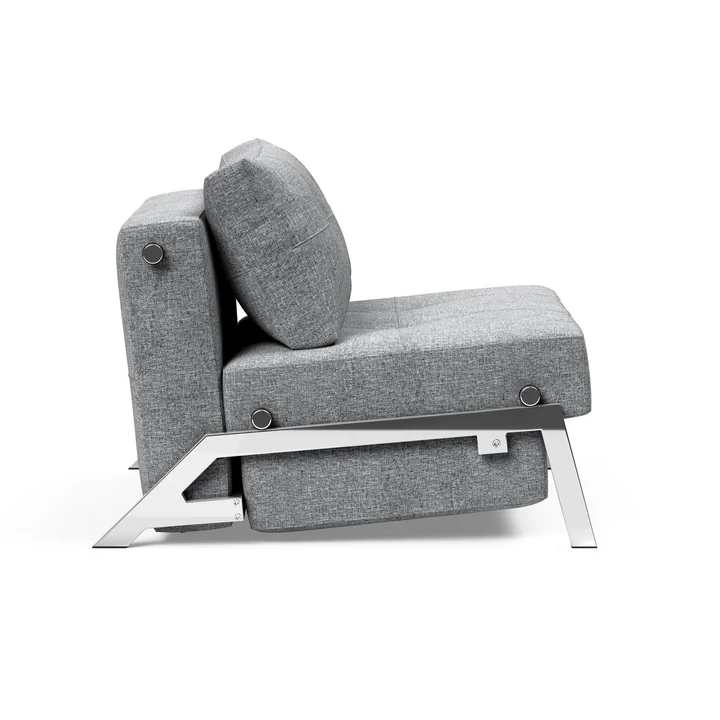 Innovation Living - Cubed 90 Fauteuil, chroom / lichtgrijs (565 Twist Granite )