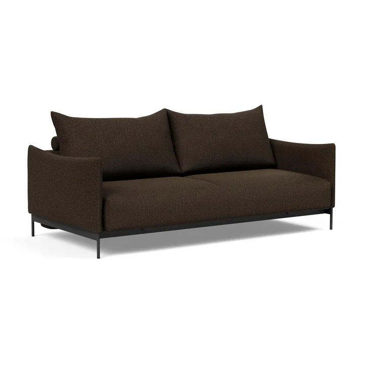 Innovation Living - Slaapbank Malloy, 225 x 110 cm, donkerbruin / zwart (358 Taura Chocco )