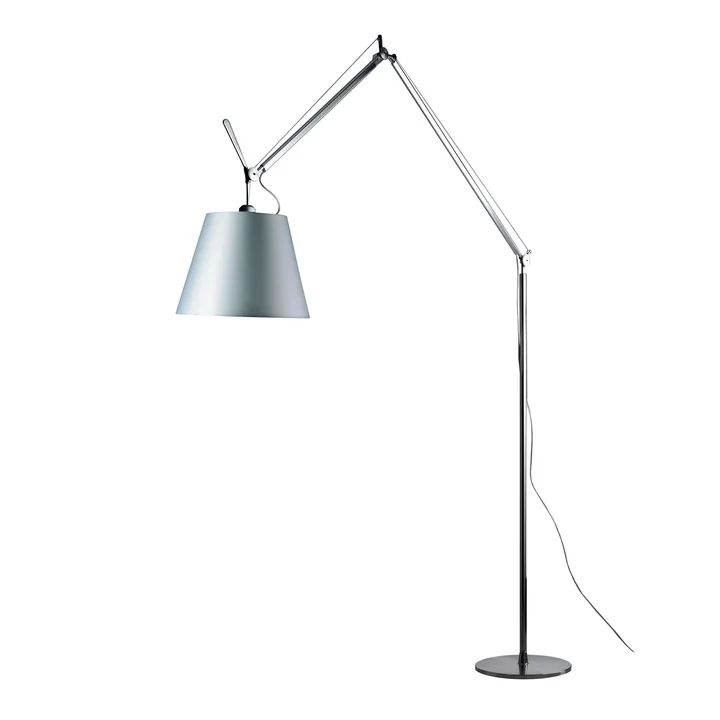 Tolomeo Mega vloerlamp met dimmer, satijnen kap Ø 32 cm, zilver by Artemide