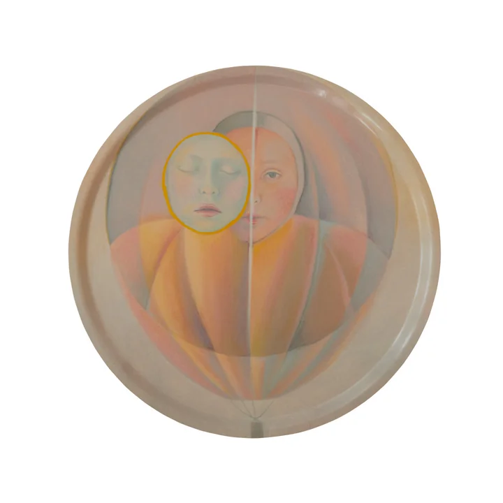 Paper Collective - Mask in Blue Dienblad, Ø 45 cm, veelkleurig