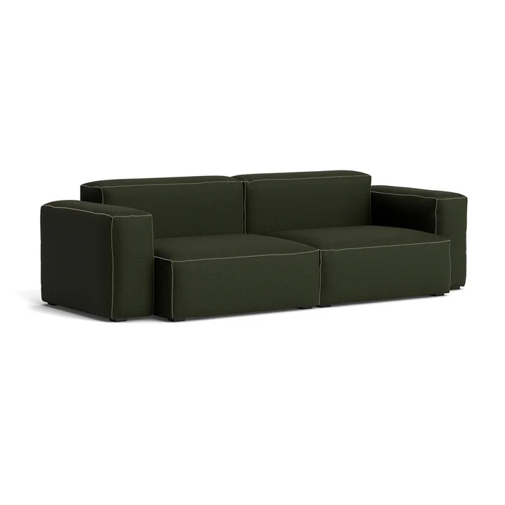 HAY - Mags Soft Sofa 2,5 zits met lage armleuning, combinatie 1, donkergroen (Maglia) / stiksels: beige