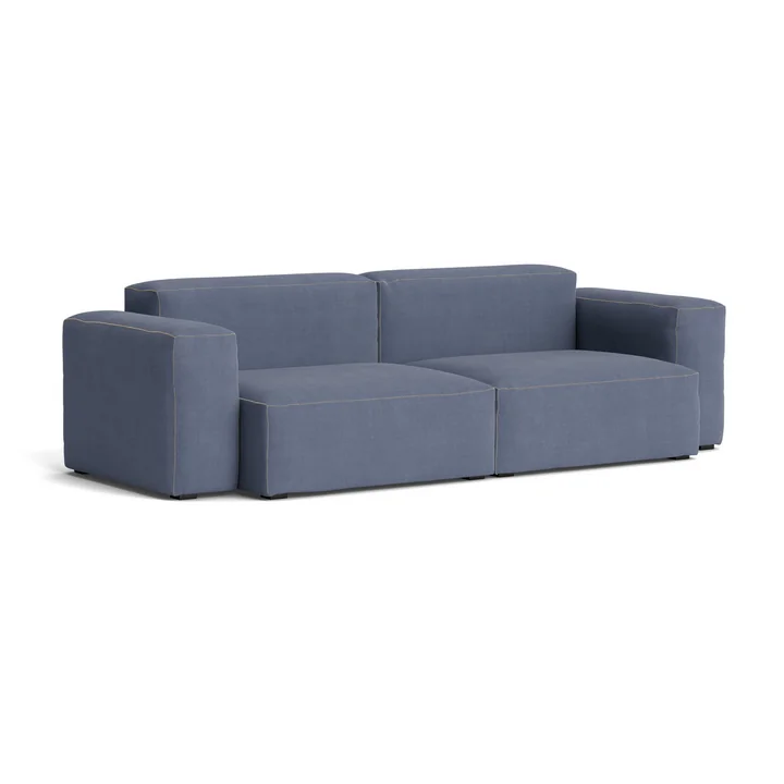 HAY - Mags Soft Sofa 2,5-zits met lage armleuning, combinatie 1, blauw ( Linara 198) / naden: beige